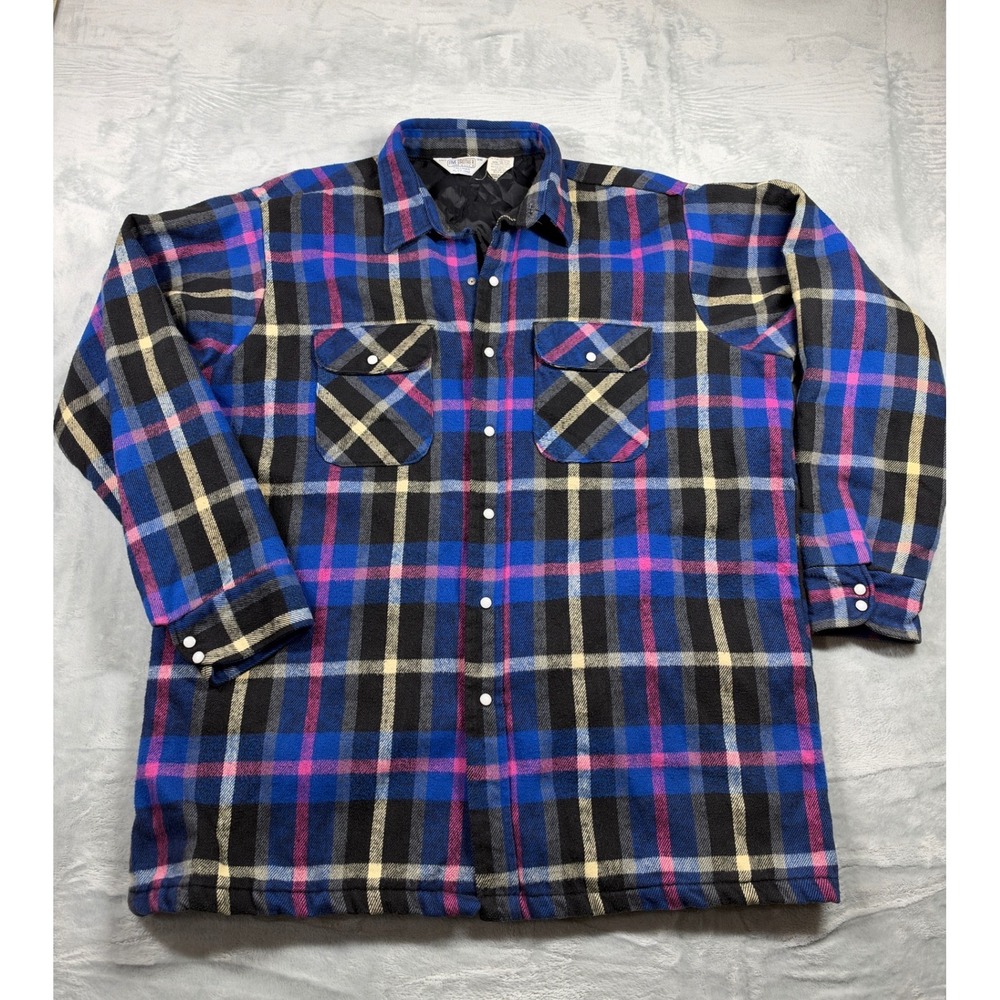 Vintage Five Brother Tallman XL USA Quilted Flannel Shirt Jacket Plaid Workwear